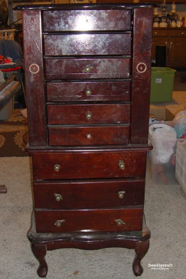 DIY Vintage Jewelry Cabinet Armoire Makeover Upcycle
